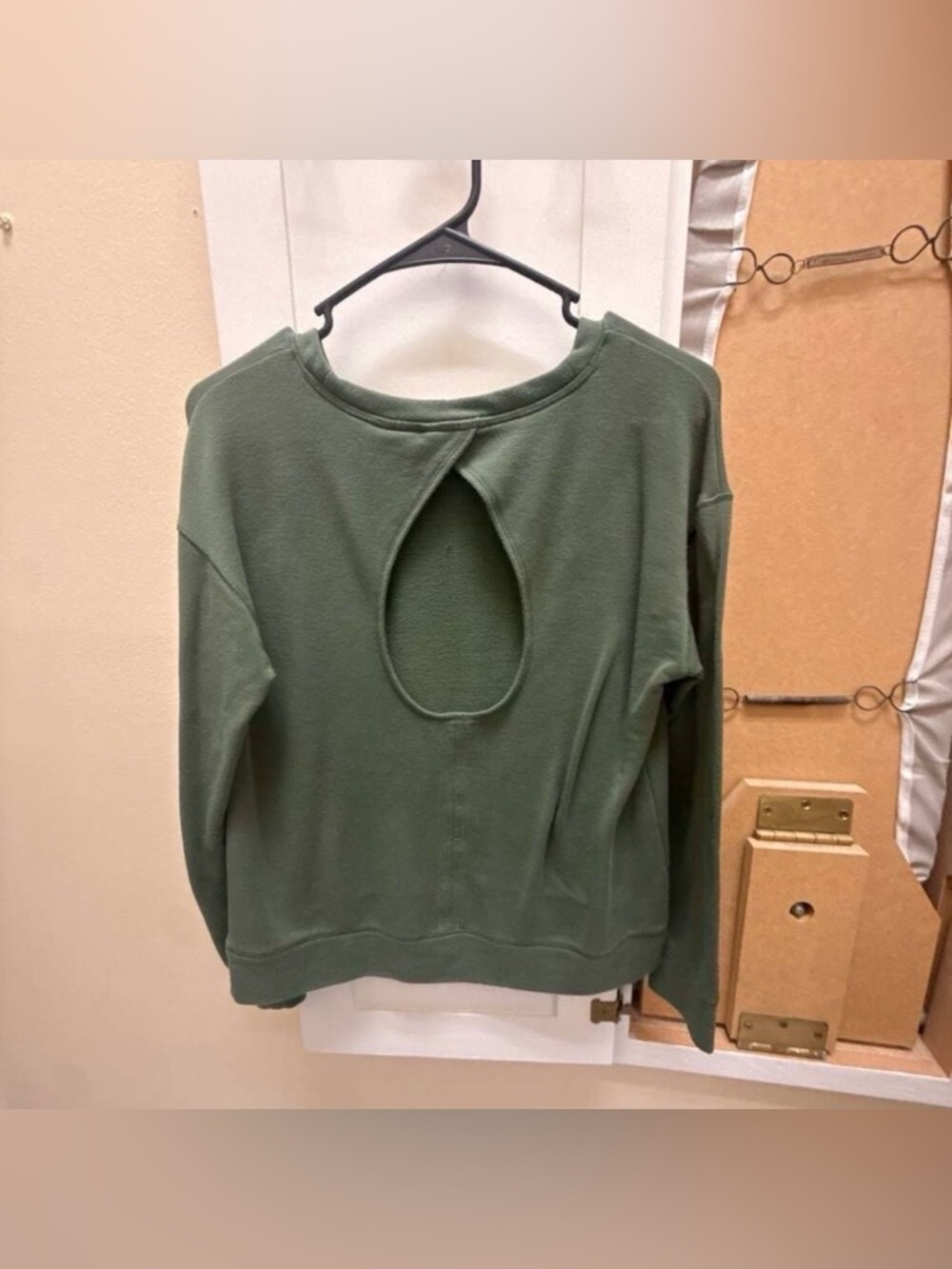 J. Crew Olive Cutout-Back Crew Sweatshirt